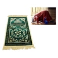 thumbnail image 2 of fastboy Muslim Prayer Rug Eid Embroidery Tapestry Carpet Non-Slip Mat Green, 2 of 9