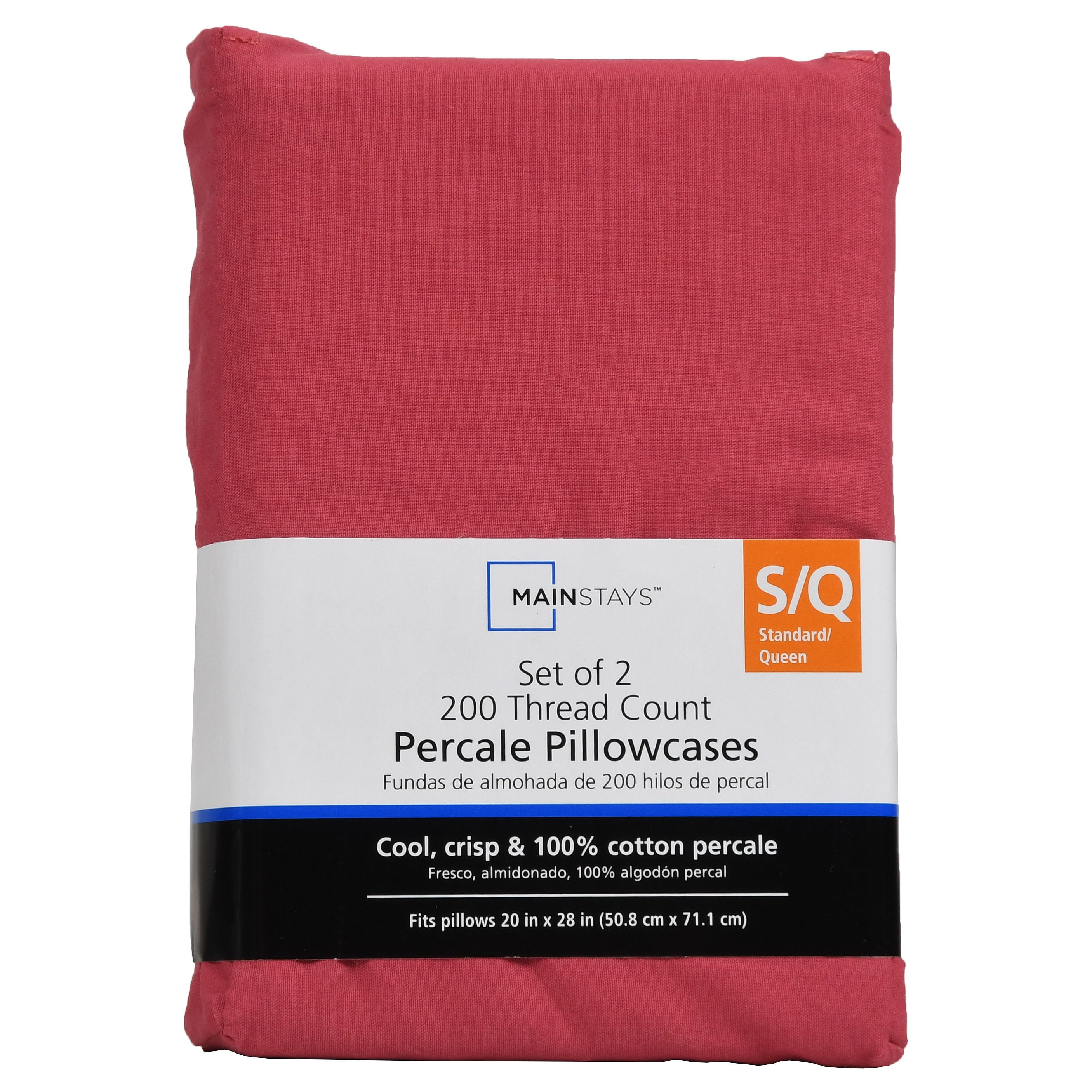 Mainstays 200 Thread Count Percale Pillowcases, 2 Piece