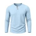 thumbnail image 5 of SGFCWSX Men's Cotton-Linen Blend Long-Sleeve Button-Up Top – Solid Color Casual Shirt Light Blue Size S, 5 of 8
