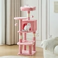 thumbnail image 3 of JIOABL 44" Multi-Level Cat Tree Tower with Hammock, Condo, Climbing Plates, Plush Toy, Kitty Playing House, Pink, 3 of 8