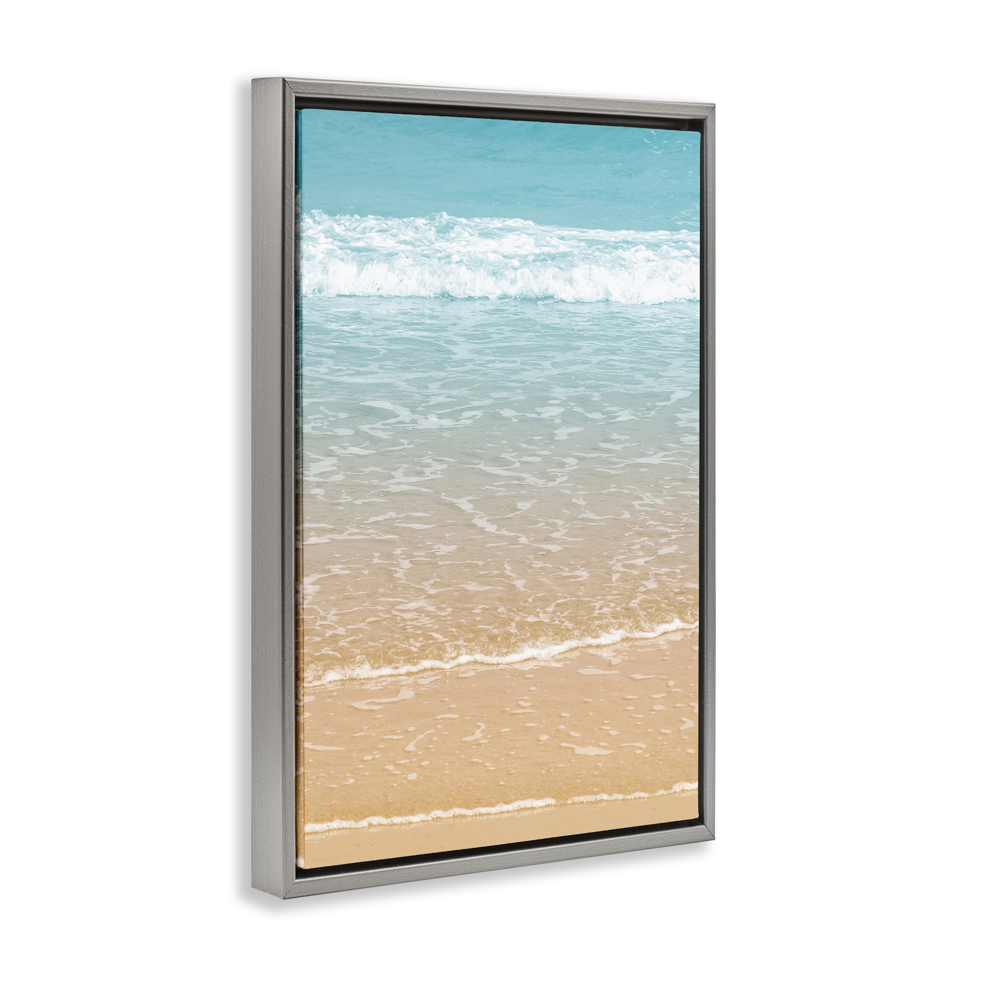 Stupell Industries Clear Summer Waters Nautical & Beach Photography Gray Floater Framed Canvas Art Print Wall Art, 21 x 31