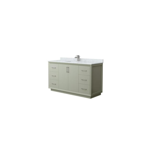 60" Bathroom Vanity - Light Green, Carrara Marble, Undermount Sink, Brushed Nickel