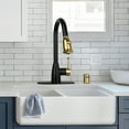 thumbnail image 2 of Akicon Two-Tone Matte Black & Gold Pull Out Kitchen Faucet with Deck Plate, Single Level Solid Brass Kitchen Sink Faucets with Pull Down Sprayer, 2 of 5