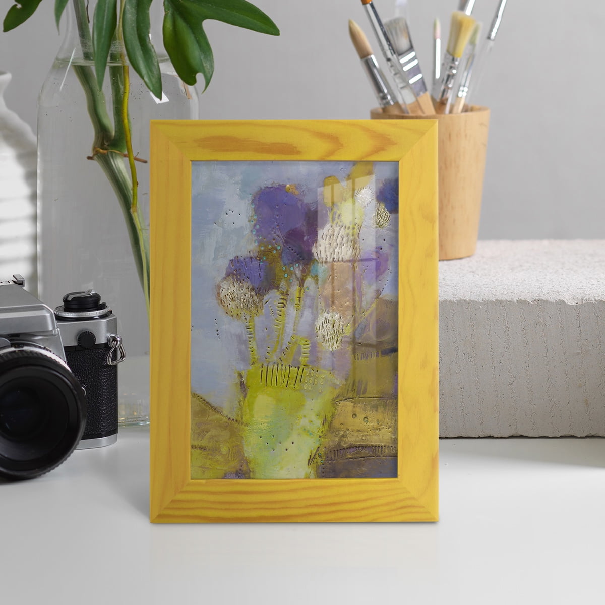 Blumen II -Framed Print w/glass-Sunflower Yellow