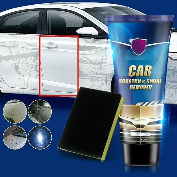 Car Scratch Remover, Auto Maintenance Wax Polishing Grinding Paste Paint Care Set, Care Grinding Polishing Restorer Liquid with Sponge - 2PCS