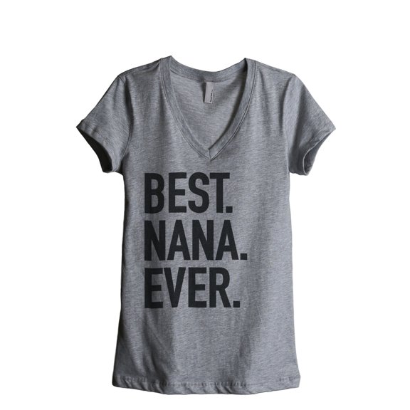 Thread Tank Best Nana Ever Women's Relaxed V-Neck T-Shirt Tee Heather Grey Small