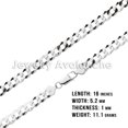 thumbnail image 4 of Mens .925 Sterling Silver Flat Curb Chain Link Necklace 5.2mm - 16 inches #CH618s16, 4 of 7