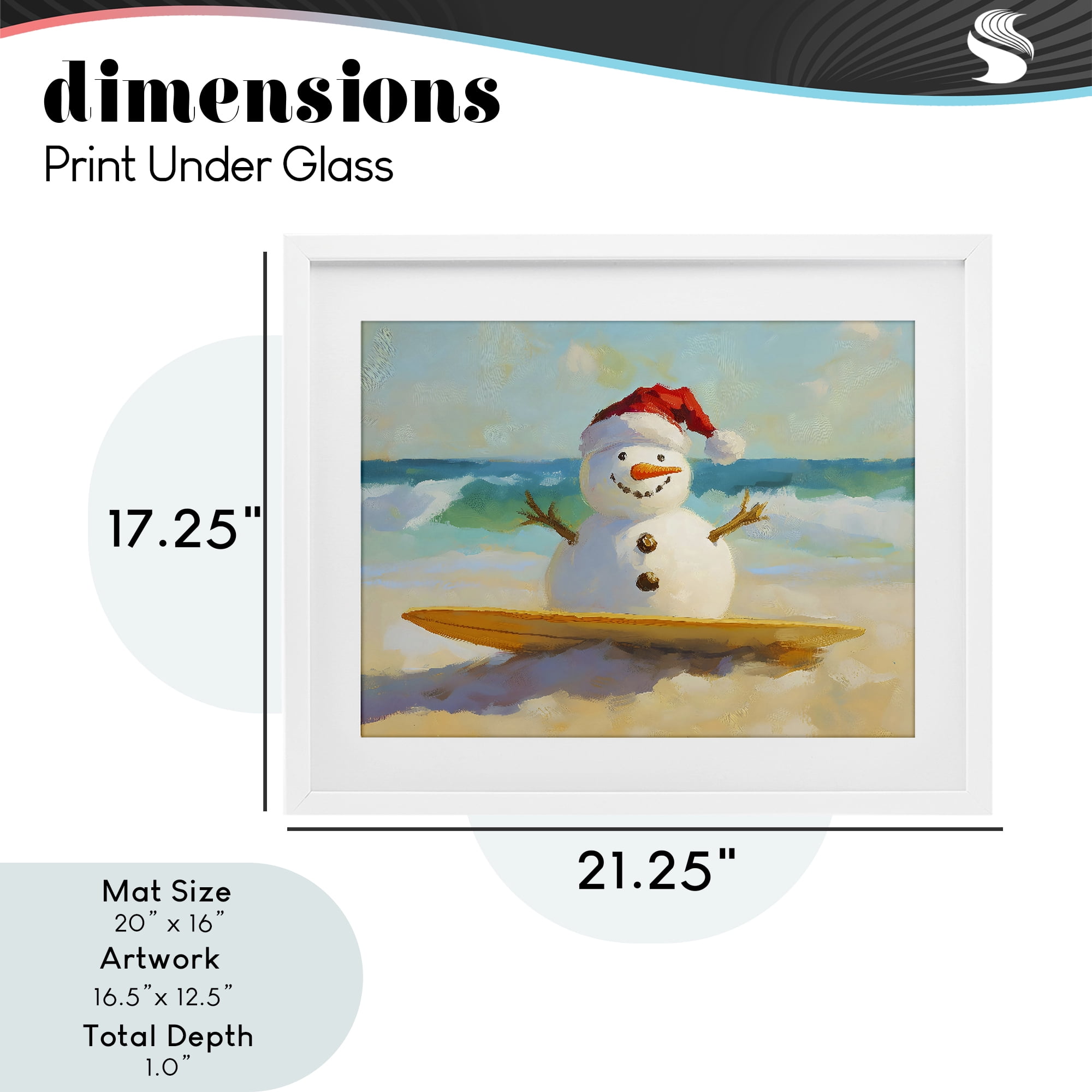 Stupell Industries Surfer Snowman on Beach White Framed Print Under Glass, design by The Prints Vibe