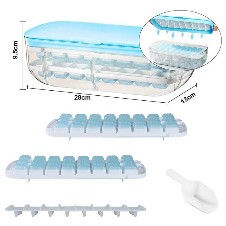 Ice Cube Trays Ice Cube Maker with Lid, Easy-Release Silicone Ice Cube Trays,  Reusable 48-Ice Cube Molds with Ice Shovel for Freezer, Whiskey, Drinks,  Cocktail, Fruits 