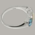thumbnail image 4 of LBG British Made 925 Sterling Silver Natural Opal & Blue Topaz Womens Promise Ring - 33 size options - Size 7, 4 of 7
