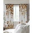 thumbnail image 4 of Brown Eucalyptus Leaves Blackout Curtains for Bedroom Living Room Darkening Curtains 63 Inches Long Spring Summer Botanical Window Curtain 2 Panels Set Window Treatment Grommet Drapes 52"x63", 4 of 9
