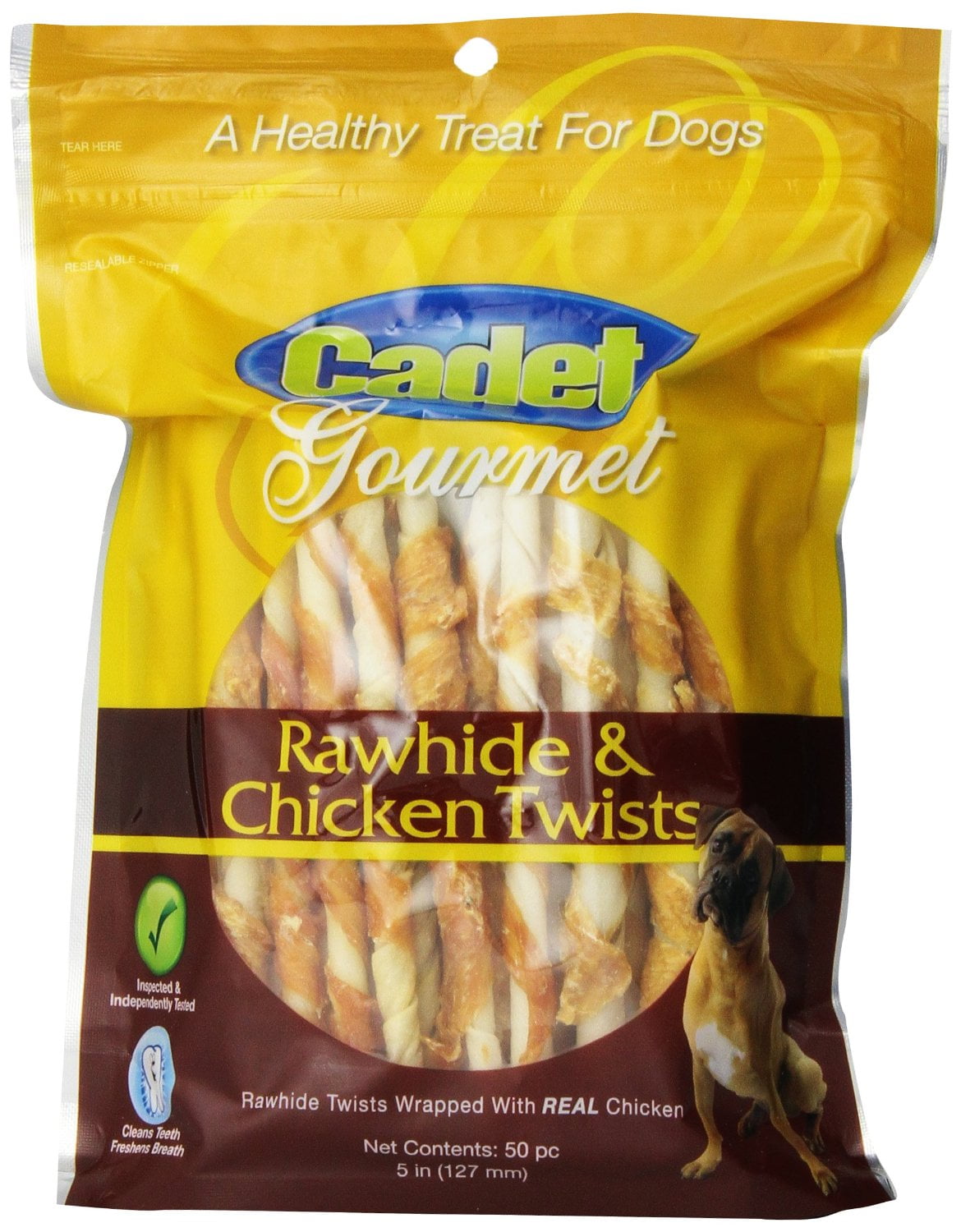 HDP Rawhide 5" Twists Dog Treats Chew Dental Chicken or Duck Flavor