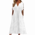 thumbnail image 2 of ZEHJUHAN Women's V-Neck Maxi Dress Short Sleeve Lace Flowy Beach Sundress for Summer Special Occasions White，S, 2 of 14