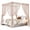 Pink, variant on Queen Canopy Bed Curtains, 8 Piece Lace Polyester Bed Drapes, 39 x 79 Inch Rod Pocket Privacy Panels for Bedroom Guest Room, Poles Not Included