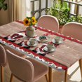 thumbnail image 3 of Valentine's Day Table Cloths for 4 Foot Rectangle Tables, Love Heart Romantic Roses Gnomes Wooden Patio Waterproof Elastic Fitted Tablecloths, Washable Rectangular Table Cover for Camping, 3 of 8