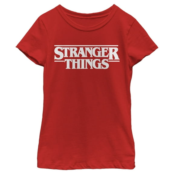 Netflix Girl's Stranger Things White Logo Graphic T-Shirt