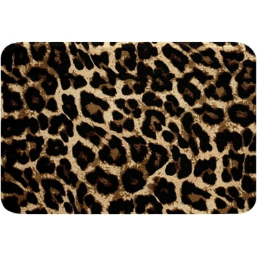 Leopard Print Area Rugs for Bedroom Africa Cheetah Print Absorbent Non Slip Bathroom Mat Safari Animal Pattern Fluffy Rug Plush Living Room Carpet Black Brown Leopard Modern Shaggy Floor Mat 16"x24"