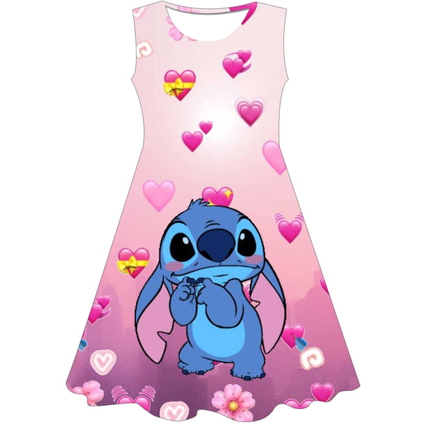 Disney Stitch Cartoon Print Baby Children Girls Kids Stitch Dress Cute Birthday Party Princess Christmas Dress for Baby Girls6M Gao Jinjia LED