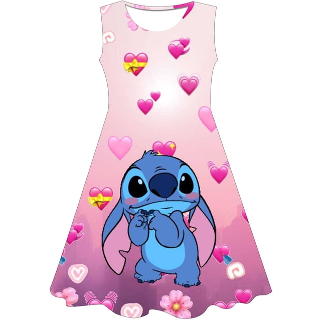 Disney Stitch Princess Party Dress up for Girls Halloween Costume Kids Stich Cartoon Casual Clothing Birthday Gift Frocks 1-10 Y3T Gao Jinjia LED