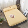 thumbnail image 4 of SOLLED Full Fitted Solid Color Bed Sheet Ice Silk Bed Cover Breathable Soft Comfortable Bed Set, 4 of 6