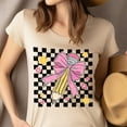 thumbnail image 4 of Cute Pink Pencil Graphic Tee – Retro Checkered Teacher Shirt, Azalea, Size L, 4 of 6