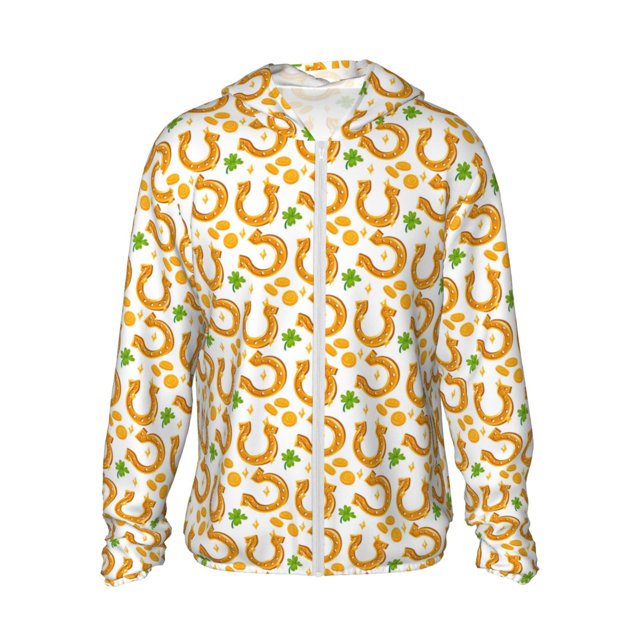 Balery Happy St. Patrick's Day Sudadera ligera de manga larga con capucha y protección solar UPF 50+ para hombre y mujer, ideal para pesca y running-Medium
