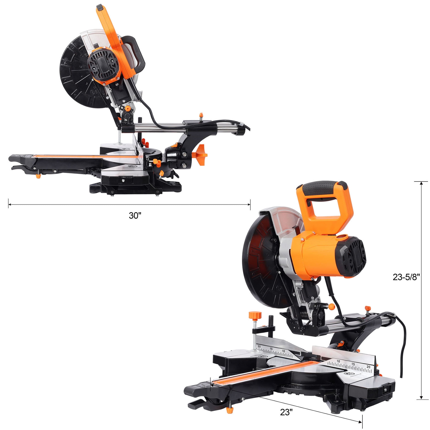 10" 2-Speed Sliding Miter Saw, 48T Blade, 5000/3200 RPM, 3.5"x13" Cut, ETL Certified