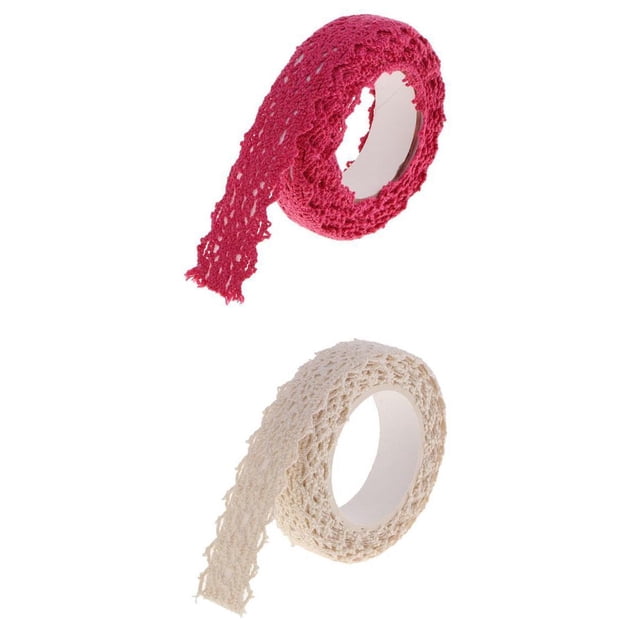 Cinta Washi de Encaje de Tela de 2 Piezas, 15mm, Adorno Macarena Encaje de tela decorativa