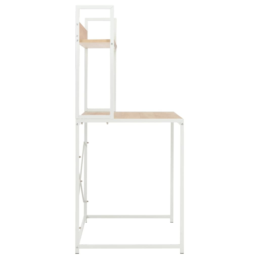 Kepooman Home Office Industrial PC Study Writing Working Table, 47.2" x 8.3" x 24.8", White + Oak Kepooman Home Office Industrial PC Study Writing Working Table, 47.2" x 8.3" x 24.8", White + Oak
