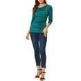 thumbnail image 2 of DARING DIVA Women's Cowl Neck Side Ruched Tunic Top M Blue Green, 2 of 6