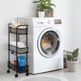 thumbnail image 5 of Oumilen Slim Rolling Storage Cart, 3 Tier Bathroom Organizer, Shelving Utility Cart, Black, 5 of 7