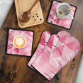 thumbnail image 5 of Red Pink Modern Art Geometric Kitchen Oven Mitt and Pot Holder Sets 4 Pcs for Baking, Cooking and Grilling, Heat Resistant Up To 392 °F, 5 of 7