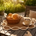 thumbnail image 5 of PONPRNGY 1Pc Rattan Paper Place Mats Farmhouse Wicker Printed Paper Place Mats for Dinner Plates Woven Pattern Rectangle Table Mats for Dining Wedding, 5 of 5