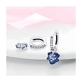 thumbnail image 4 of "Pendientes De Plata S925 Forma De Aro, Flor Azul De Aretes "Belug, 4 of 5