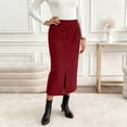 thumbnail image 4 of Byworldtasic Corduroy Skirt for Women High Waisted Pencil Midi Skirts Business Casual Work Office Winter Outfit, 4 of 8