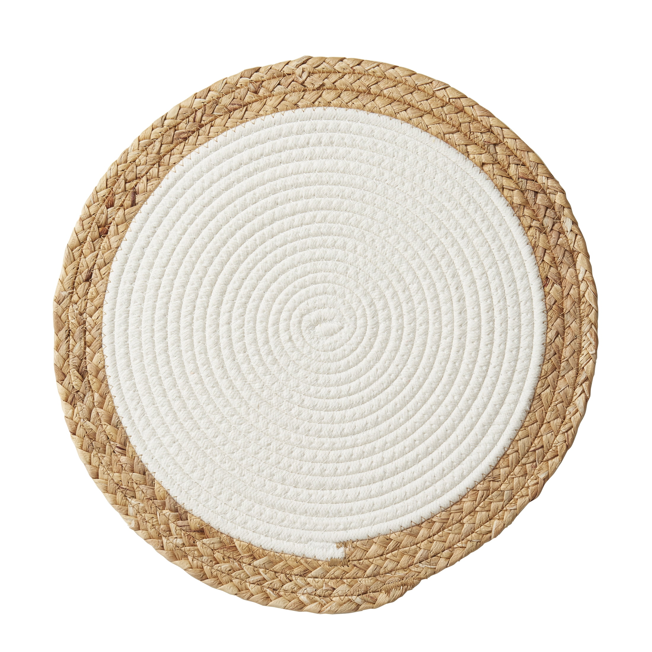 Better Homes & Gardens Cotton Hyacinth 15" Round Table Placemat, Natural White, 1 Piece