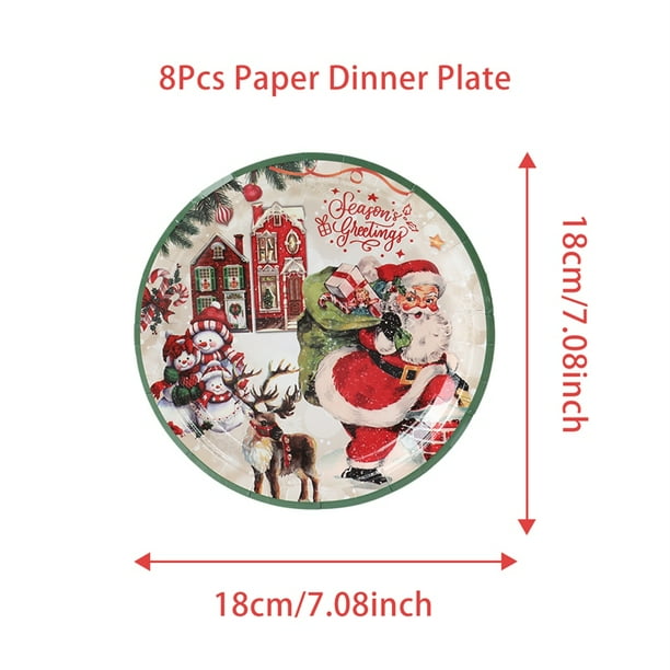 Vajilla desechable navideña 2024 Platos y vasos de papel desechables Banner de Feliz Navidad DIY para decoraciones de mesa de Año Nuevo de Navidad 2025