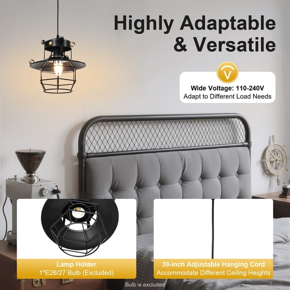 Pendant Light Vintage Hanging Cage Lighting Fixture Industrial Loft Ceiling Lamp