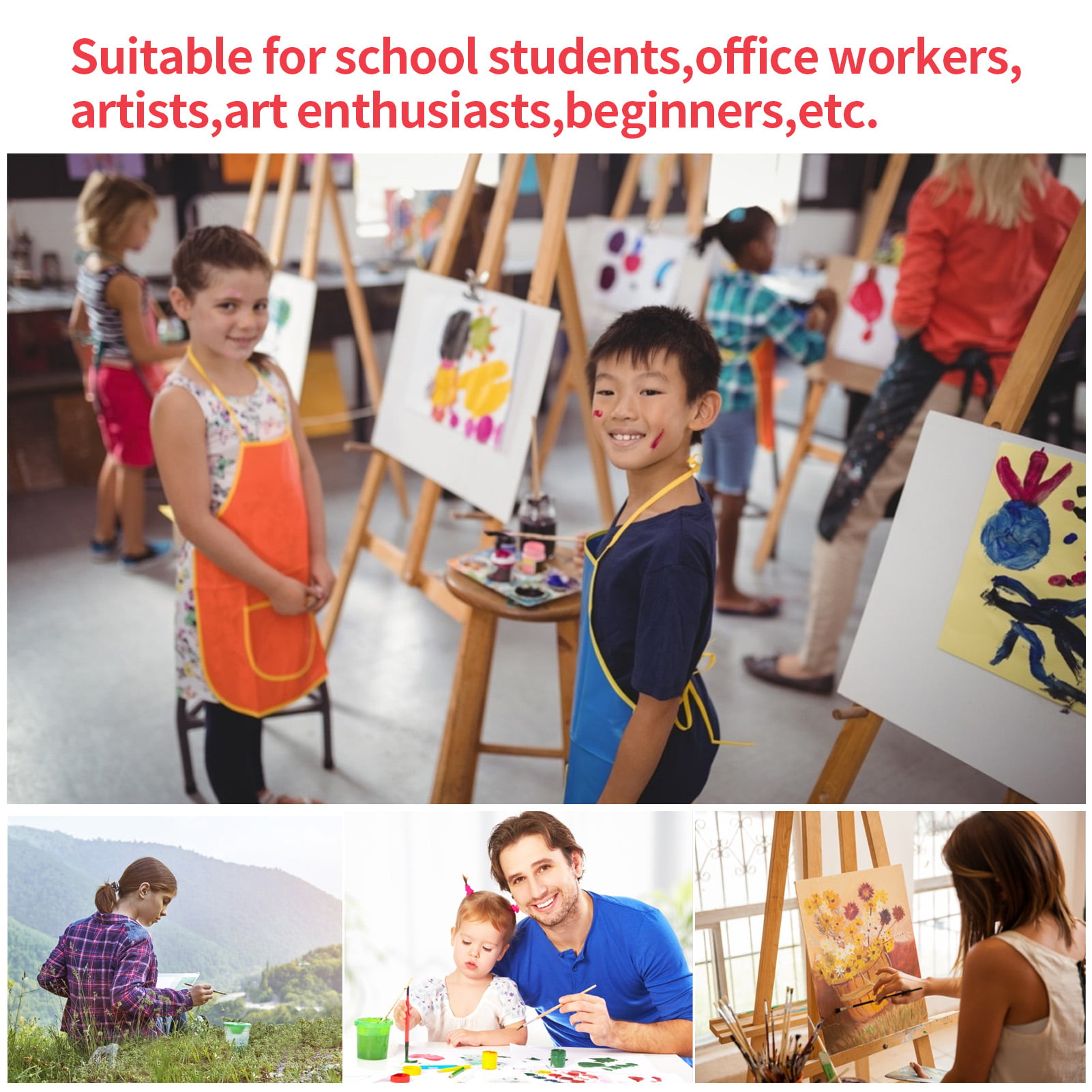 Eccomum 39Pcs Kids Art Paint Set, Acrylic Painting Supplies Kit with 24 Non  Toxic Paints, 6 Paint Brushes, 6 Canvas, Easel, Palette, Smock, Storage Bag  