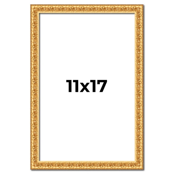 11x17 Frame Gold Real Wood Picture Frame Width 1 inches | Interior Frame Depth 0.5 inches | Edwina