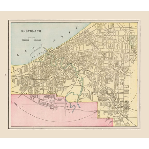 Historic City Map - Cleveland Ohio - Cram 1892 - Vintage Wall Art