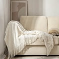thumbnail image 2 of ROSEKIND Diamond Textured Tassel Throw Blanket, Soft Knitted Decorative Blankets 50X60inch., 2 of 5