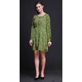 thumbnail image 4 of Bimba Robe Midi Verte à Manches Longues pour Femmes, Coupe Décontractée, Imprimée Artistique de Libellules et de Fleurs, Boutonnée - Petit, 4 of 7