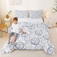 thumbnail image 2 of Castle Fairy Volleyball Print Queen Comforter Set 3 Pieces, Sport Theme Comforter Sets Queen, White Navy,Navy Blue Reversible,1 Comforter and 2 Pillowcases, 2 of 6