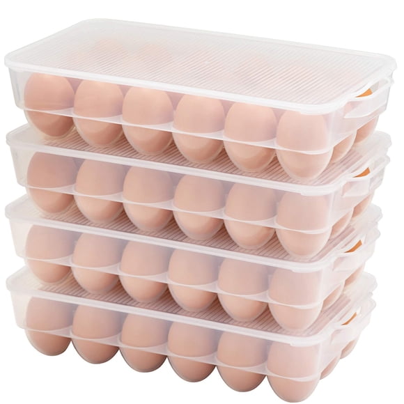 Eslite Covered Egg Holder,Egg Storage for Refrigerator,Fits 18 Eggs,Pack of 4