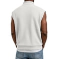 thumbnail image 3 of LTTVQM Mens Waffle Cut Off Shirts 2026 Quarter Zip Pullover Tank Tops Summer Casual Gym Muscle Sleeveless Shirts White S, 3 of 3