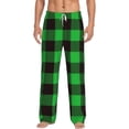 thumbnail image 2 of Kdxio Buffalo Plaid Green Black Print Men's Sleep Pajama Pant Lounge Pants with Pockets, 2 of 8