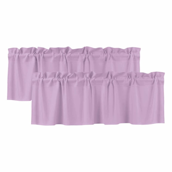 Lavender Window Valance, Solid Purple Color 2 Pack Decorative Curtain for Small Windows, Light Filtering Valance with 3” Rod Pocket, 42"W x 12"L
