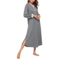 thumbnail image 3 of Oudiya Womens Long Nightgown Striped Nightshirt V-Neck Botton Down Loungewear Casual Sleepwear with Pockets, S-4XL, 3 of 6