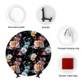 thumbnail image 4 of Picia Hibiscus Rose Pattern Bone China Decorative Plate – Wall Decor with Stand and Adhesive, Elegant Ornament for Living Room, Office, or Entryway-6in, 4 of 6